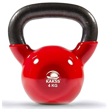 Kakss Vinyl half coating Kettle Bell for Gym & Workout (Proudly Made in India) (4Kg Red)