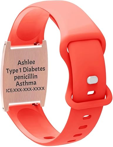 Miniatura 3 de Pulseras de alerta médica en blanco grabadas con grabado gratuito, pulsera médica de primera alerta, pulseras de identificación de emergencia