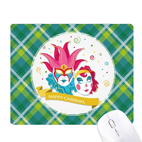 Tapis de souris Venise Carnaval double joyeux avec grille verte pixel