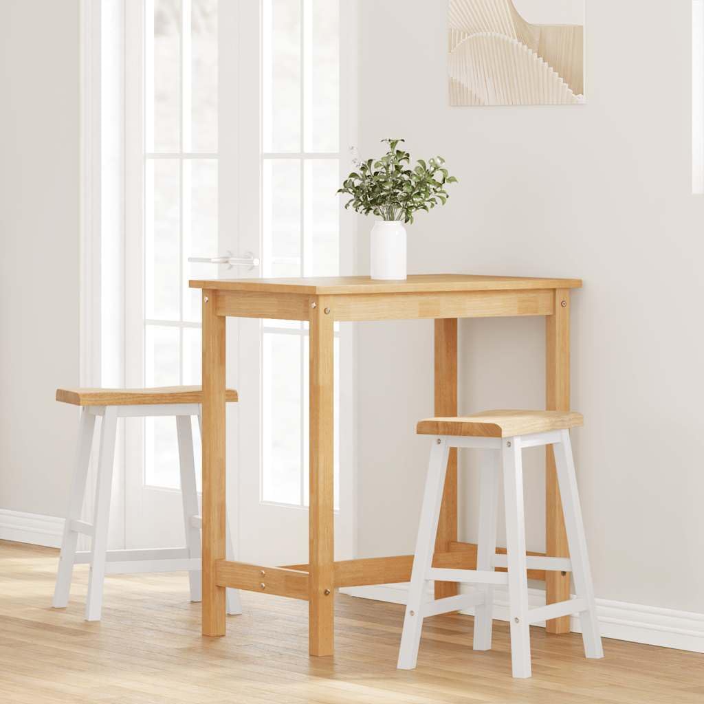 Juego de 2 taburetes de bar, madera maciza, árbol de goma con reposapiés, para cocina, bar, restauración, salón y fiesta, adecuado para asientos y taburetes de mostrador