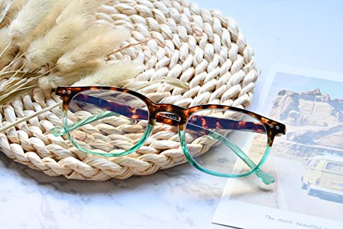Eyekepper Blue Light Blocking Reading Glasses for Men Women Vintage Readers,Tortoise Green