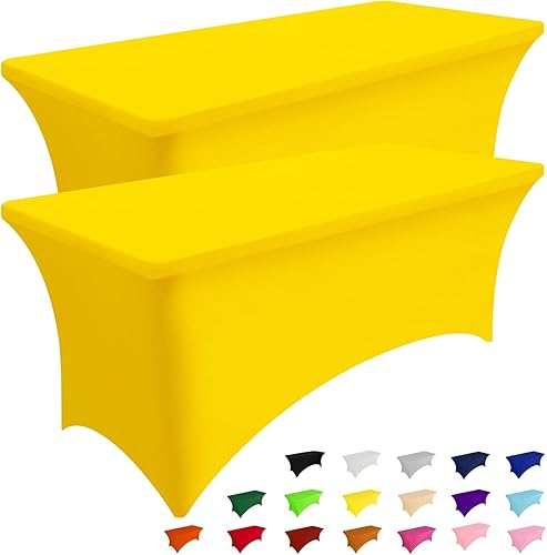 Miniatura 20 de Smiry Paquete de 2 manteles de elastano de 6 pies, manteles elásticos ajustables extensibles, lavables y sin arrugas, cubiertas rectangulares de