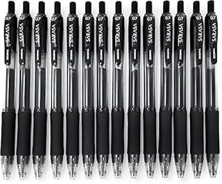 Zebra-Sarasa wysuwany żelowy długopis żelowy, szybkoschnący, 0,7 mm, czarny, opakowanie 14 sztuk
