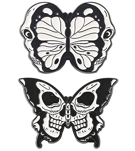Image of Skull Enamel Pins Cute Pins Brooches Set for Jacket Hats Fit Men Women Boys and Girls 2 Pieces