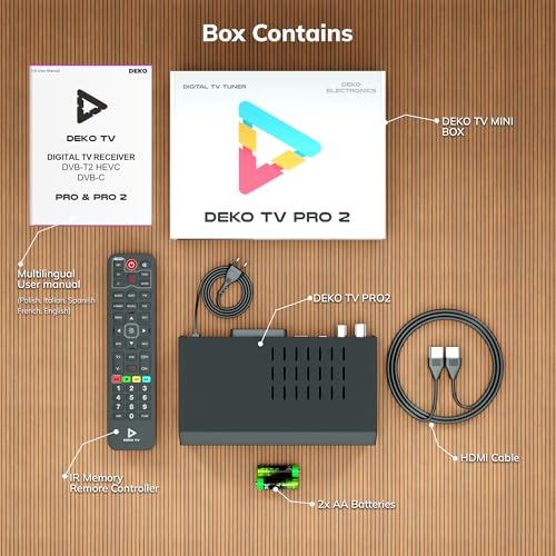 Deko TV PRO2 - Digitaler terrestrischer Decoder 2025 DVB-T2 PVR HEVC - Main 10 Bit - USB WiFi Multimedia PVR [2in1 Fernbedienung]