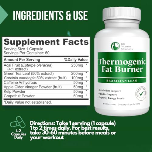 Dr Vitamin Thermogenic Fat Burner Brazilian Lean, Weight Loss Vitamins, Waist Trimmer & Supplements for Bloating 60 Capsules - Image 3