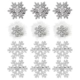 12er-Set Schneeflocken Haarspangen Schneeflocken-Haarklammer mit Glitzer-Verzierung für Frauen und Mädchen, ideale Weihnachtsaccessoires für Partys und täglichen Styling