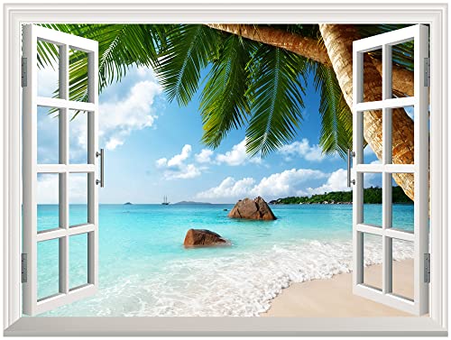 wall26 Removable Wall Sticker/Wall Mural - ANSE Lazio Beach on Praslin Island in Seychelles | Creative Window View Wall Decor -24