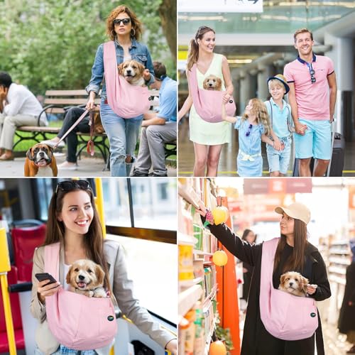 Ownpets Hundetragetasche, Tragekraft bis 15kg, Tragetuch Hund, Hundetasche mit verstellbarem Schultergurt, Aktivitäten im Freien und Ausflüge, Rosa