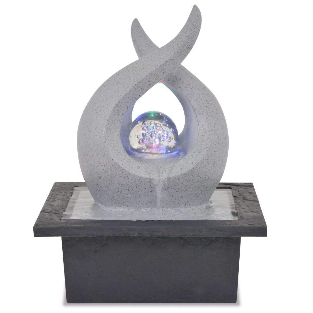 Festnight Fontaine d'intérieur Polyrésine avec Lampe LED Décoration pour Maison 21,5 x 19 x 28 cm