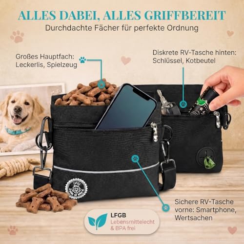 HUND IST KÖNIG Leckerlitasche für Hunde mit Einhand-Magnet-Verschluss