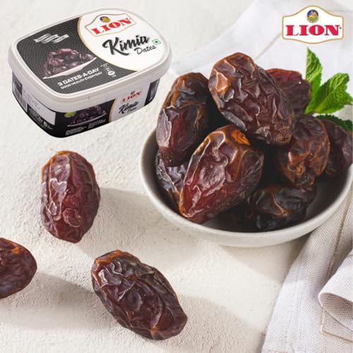 Image of Lion Dates Kimia Mazafati Dates, 1.5kg (500g x 3 Packs) - Premium Soft Khajoor /Khajur, Nutritious Dry Fruits Pack of 3