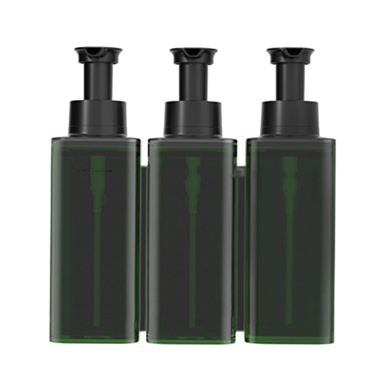Tissting Dispensatore di Sapone Manuale a 3 Camere per Parete, Contenitore Liquido a 3 Scomparti con Pompa Antigoccia per Shampoo Bagno, Design a Scissione per Facile Riforn (Verde scuro)