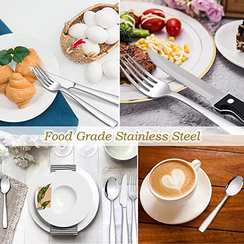 HaWare 30 Pieces Cutlery Set, 24 Pieces Stainless Steel Flatware Set with 6 Pieces Steak Knives, Service for 6 People, Elegant Silverware Include Forks Knives Spoons, Mirror Polished, Dishwasher Safe - Image 4