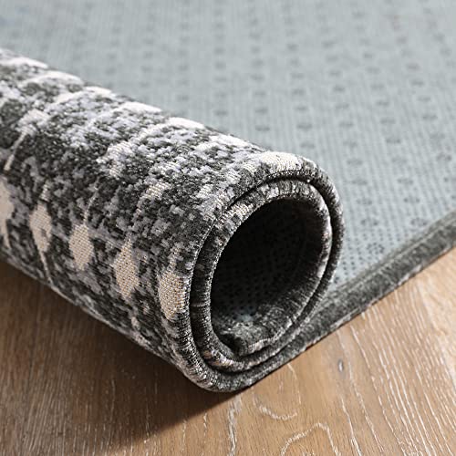 Amida Chester Boho Moroccan Runner Rugs 9Ft，2.3'X8.9' Non Slip Washable Entryway Runners Mat For Kitchen Living Room Hallway Laundry,Grey #TOP4