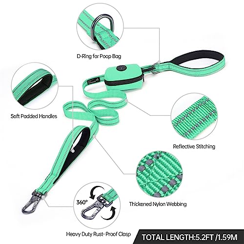 EXCELLENT ELITE SPANKER Reflective Nylon Dog Training Leash Strong Durable Dog Leash 5 Feet Long 1" Wide with Poop Bag Holder for Small and Medium Dog(Green) - Image 3