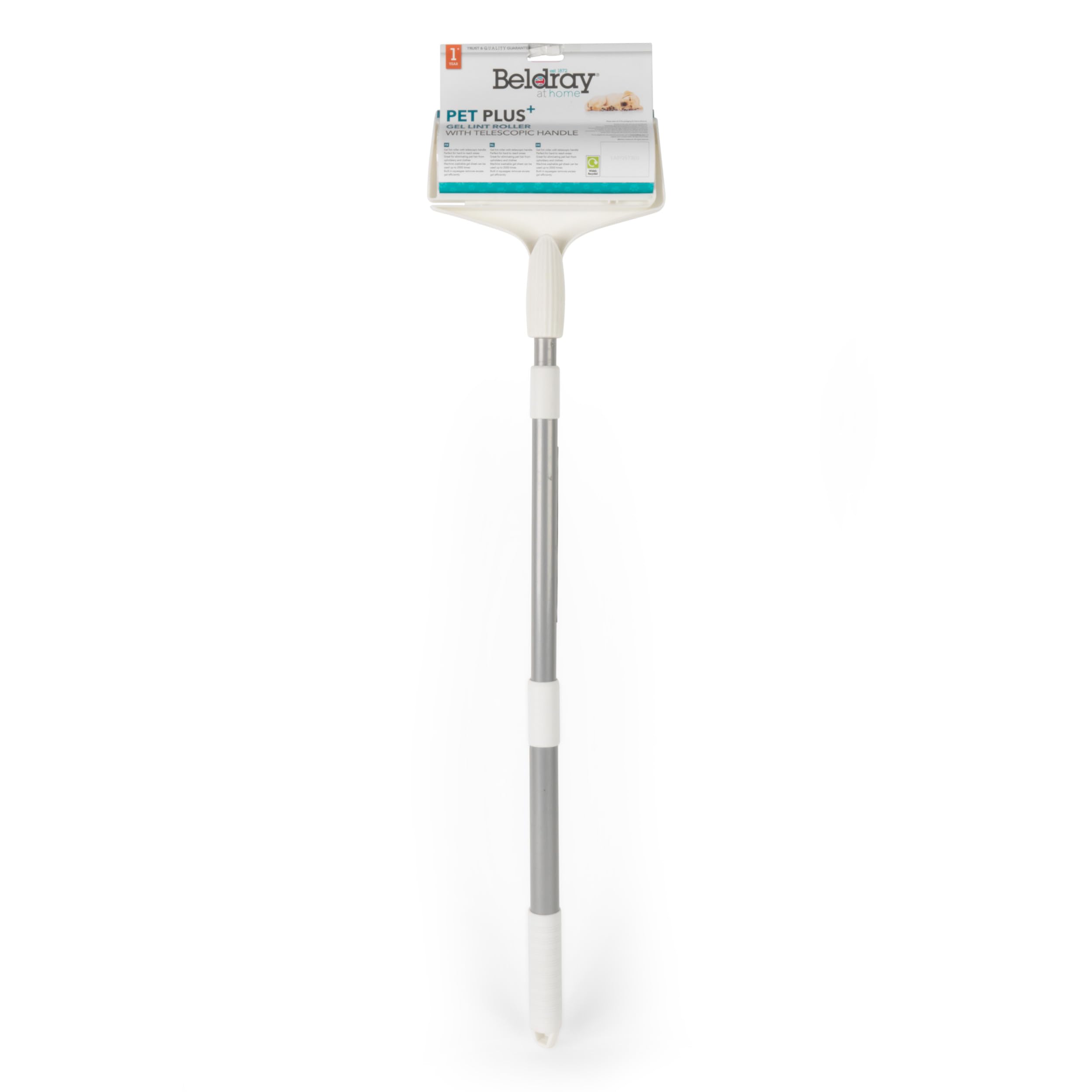 Beldray® LA072573EU Pet Plus+ TPR Gel Lint Roller with Telescopic Handle | Washable | Built-In Squeegee | Perfect for Picking Up Pet Hair