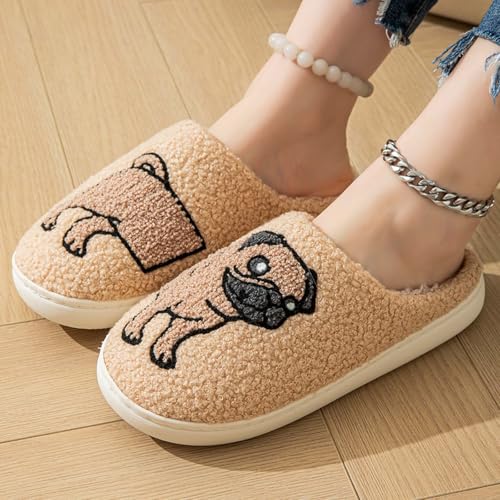 Image of Highland Cow Slippers for Women Plush Scottish Highland Cow Animal Slippers Warm Non Slip Home Indoor Slippers