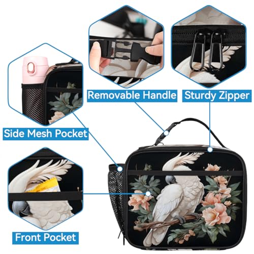 Flower Bird Large Backpack Set with Lunch Box Lightweight Water Resistant White Birds Travel Laptop Backpacks Casual Daypacks3