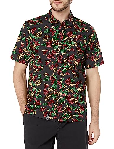 LRG Men's Lifted Research Group Short Sleeve Woven Button Up Shirt
