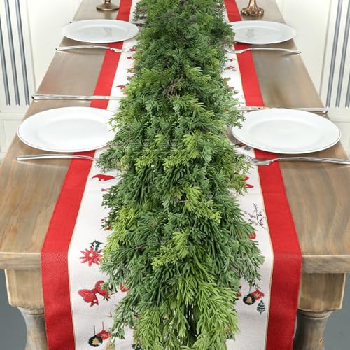 LZNPA 6 Ft Real Touch Christmas Garlands,Thick and Lush，Soft Bendable, Pine Cedar Garland Artificial Realistic, guirnaldas navideñas，Christmas Garland for Mantle,Outdoor Indoor Christmas Decorations