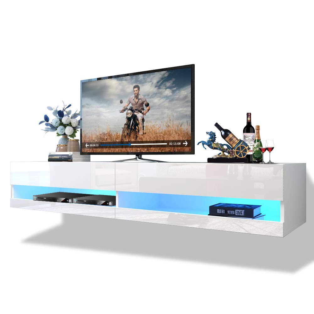 Buy wuleen Floating TV Stand,71" High Glossy Floating Wall ed
