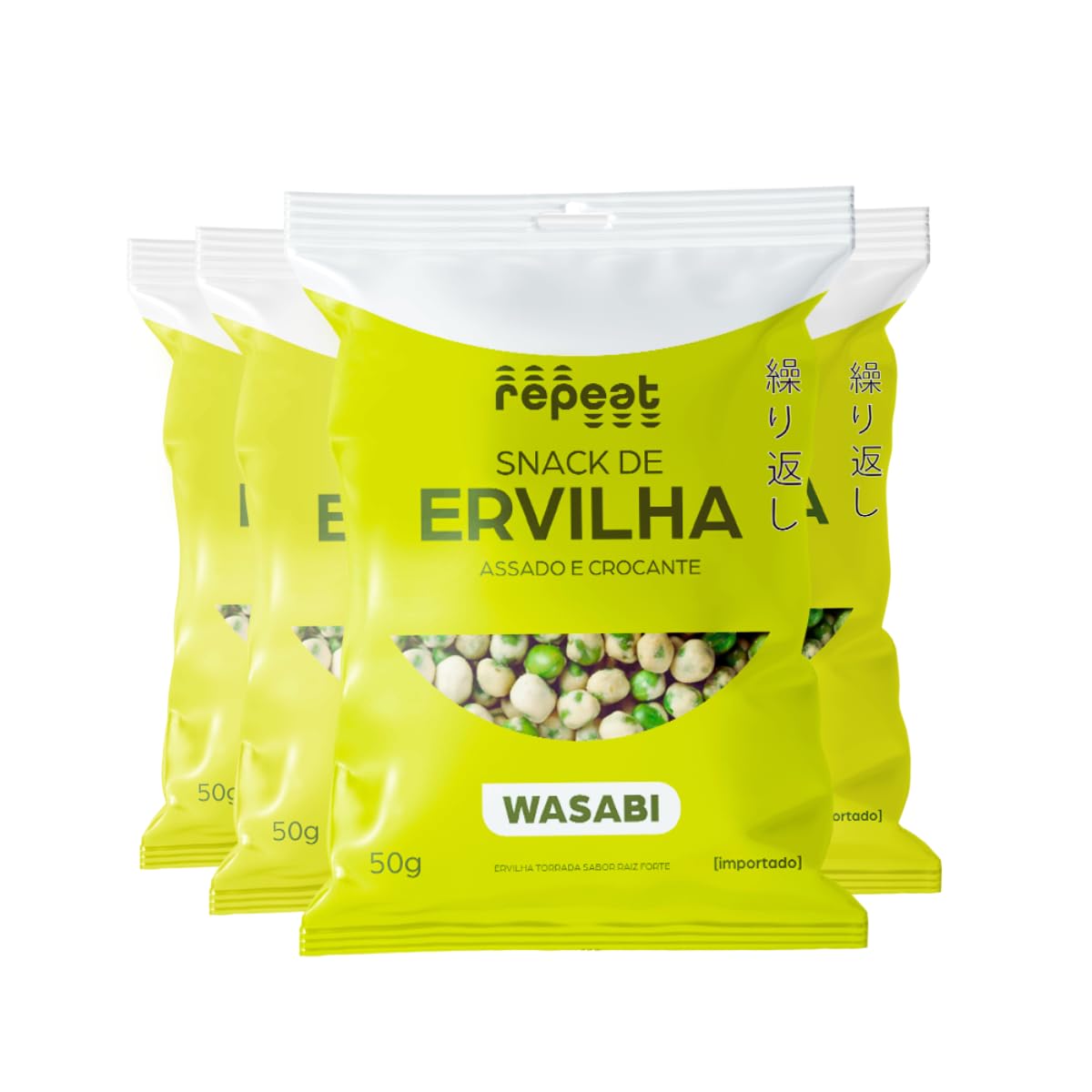 Kit 4 Packs Snack De Ervilha Sabor Wasabi Repeat 50G | Amazon.com.br