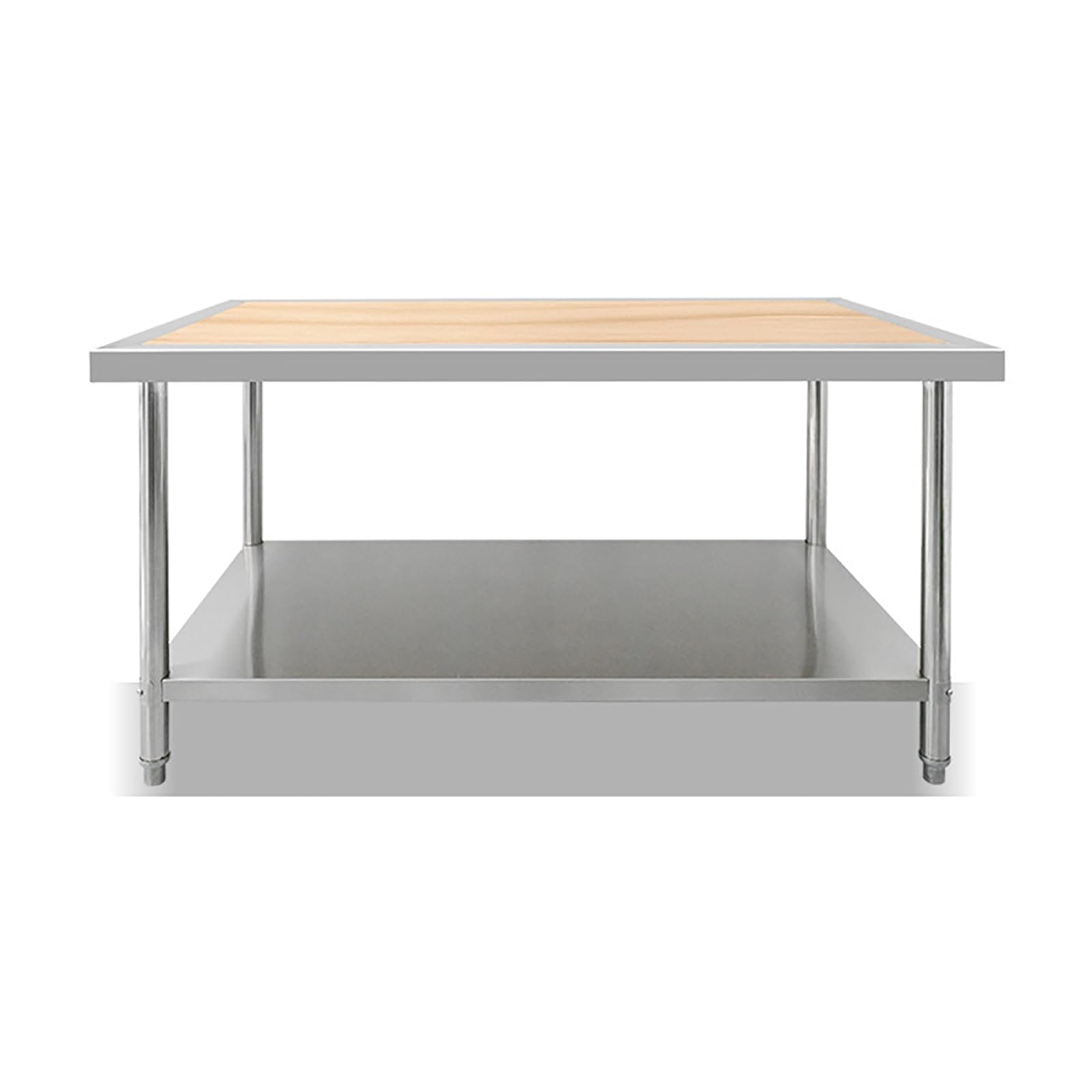 Mesa de preparación de Acero Inoxidable con Tablero de Madera, Altura Ajustable, Capacidad de 1500 LB, Isla de Cocina para Restaurante, hogar y Hotel (tamaño: 120 * 60 * 80 cm/47,2 * 23,6 * 31,5 pul