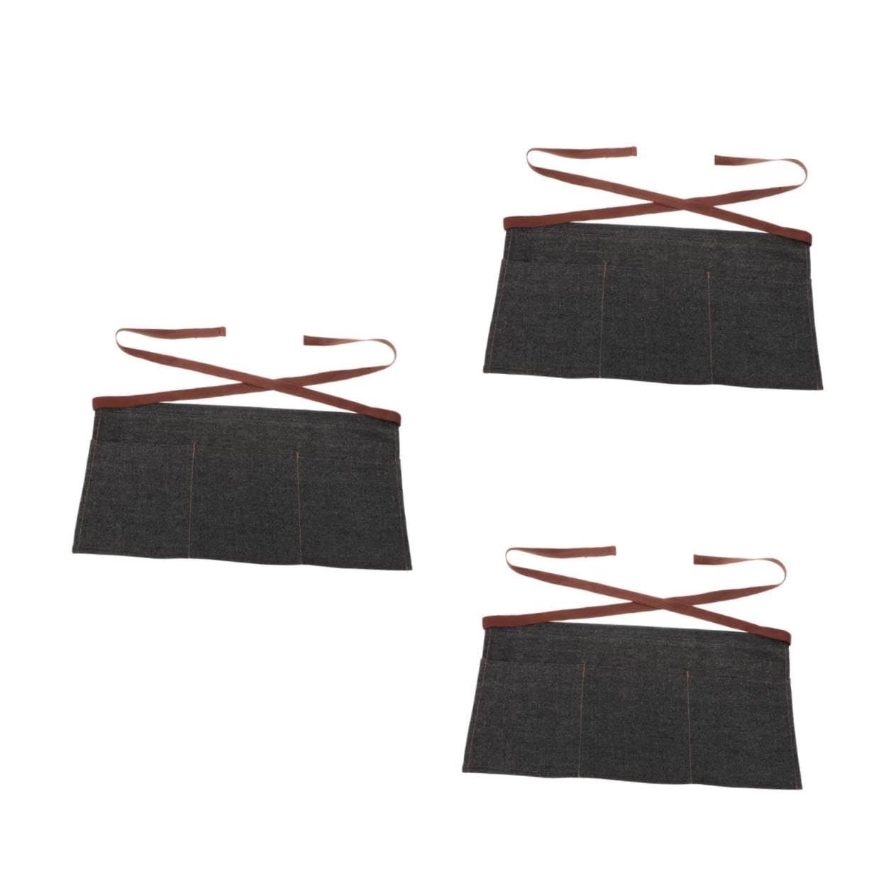 ULTECHNOVO 3 Piezas Delantal Vaquero Corto de Cintura con Ajustables para de para Cocinas Negro