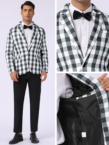 Lars Amadeus Gingham Plaid Blazer for Men's Regular Fit Contrast Color Business Suit Jacket4