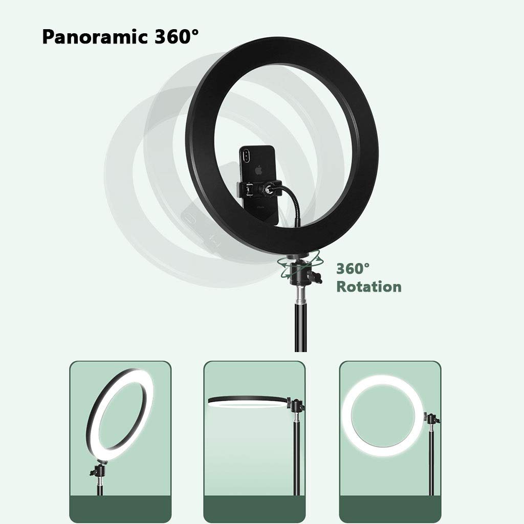 YXCKG Luce Ad Anello, 10" Anello Luminoso Selfie con Supporto per Cellulare, Ring Light LED con Telecomando Bluetooth per Trucco, Live Stream, Youtube, Facebook, Tiktok