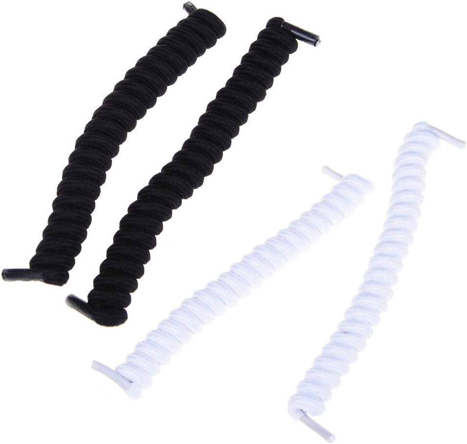 2 Pair Different Color Curly Elastic Shoelaces No Tie Trainer Kids Shoe Laces Colours for Childs and Adults Best in Sports Flat Shoelace DIY
