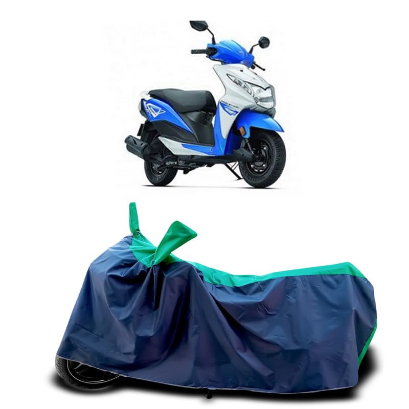 Image of DUFFEL-Two Wheeler Bike Body Cover Compatible for Dio Heat Protectio /UV-Rays /Birds Dropping /DustProof /Waterproof Indoor Outdoor and Parking Full Body Protection All Variants [Green Patta]
