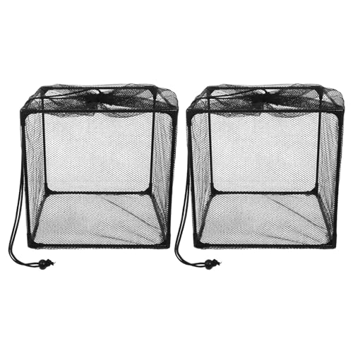 jojofuny Cajas de Filtro para Bomba de Estanque 2 Piezas Jaula Antitaponamiento Malla Negra Marco Metálico Resistente Bolsa Filtrante para Piscinas Fuentes y Estanques Exteriores