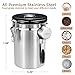 Veken Sugar Container & Coffee Canister, Airtight Stainless Steel Kitchen Food Storage Container with Date Tracker and Scoop for Grounds Coffee,Beans, Tea, Flour, Cereal, 22OZ, Silver