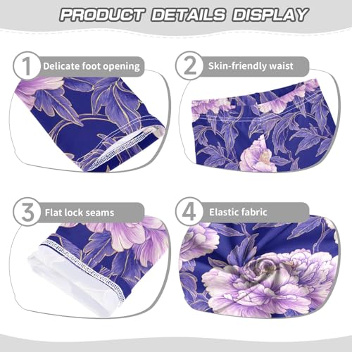 ALAZA Girls' Leggings Children's Yoga Pants Skinny Printed Dance Purple Peony Comfortable 4T2