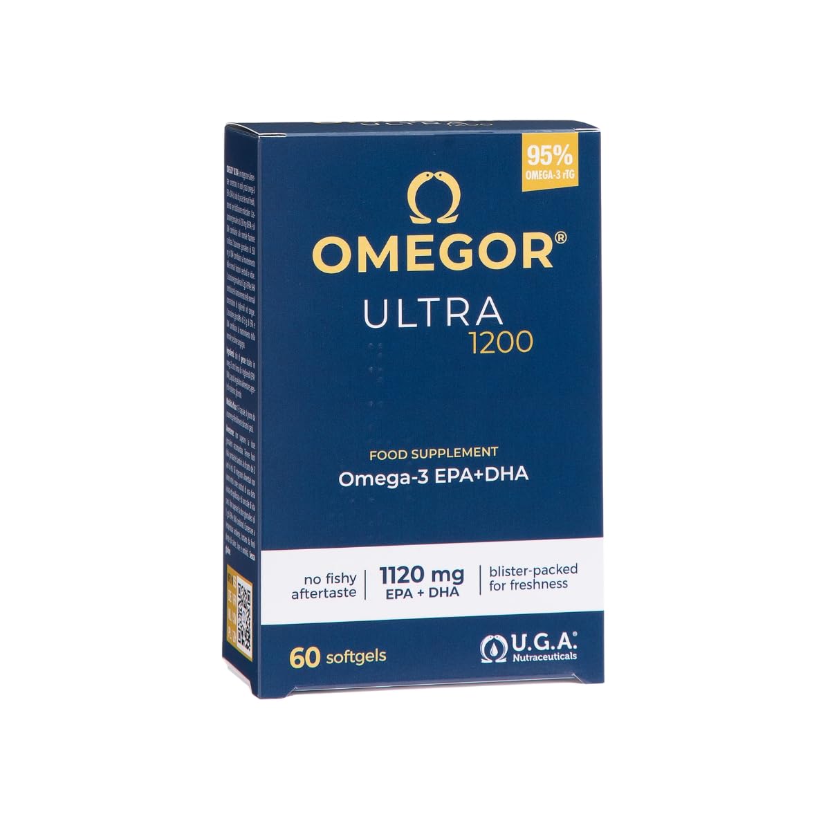 Omega 3 Capsules High Strength OMEGOR Ultra 1200-1120mg EPA and DHA IFOS Certified - High Bioavailability and No Aftertaste (60 Caps)