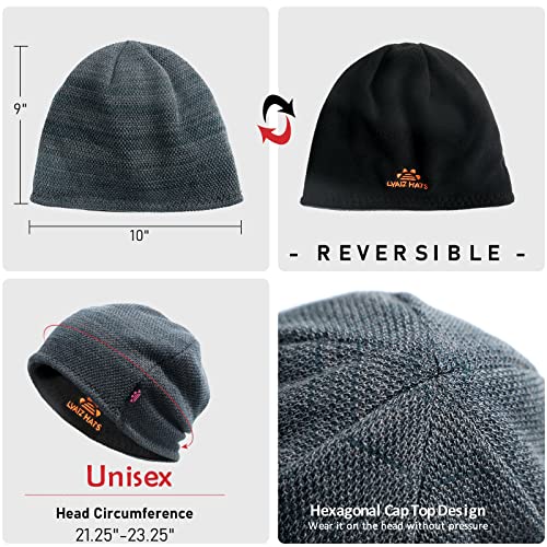 SHINCHIC Mens Winter Beanie Hat Warm Fleece Lined Skull Cap for Men Reversible Women Windproof Watch Hat Knit Warm Unisex Beanie