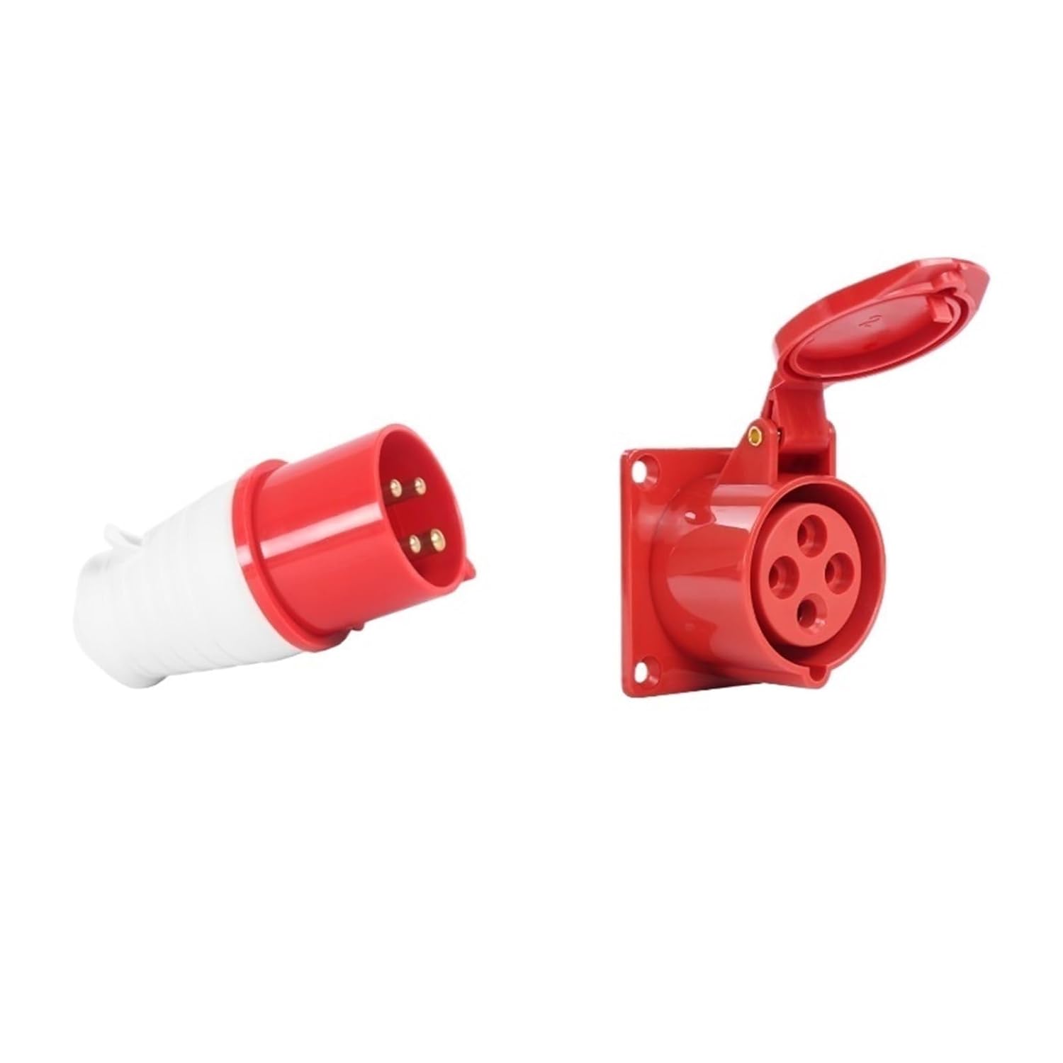 Waterproof 4-core 16A/32A Industrial Plug Aviation Socket Connector Set Explosion-Proof Three-Phase Power(32A Concealed Installation kit)