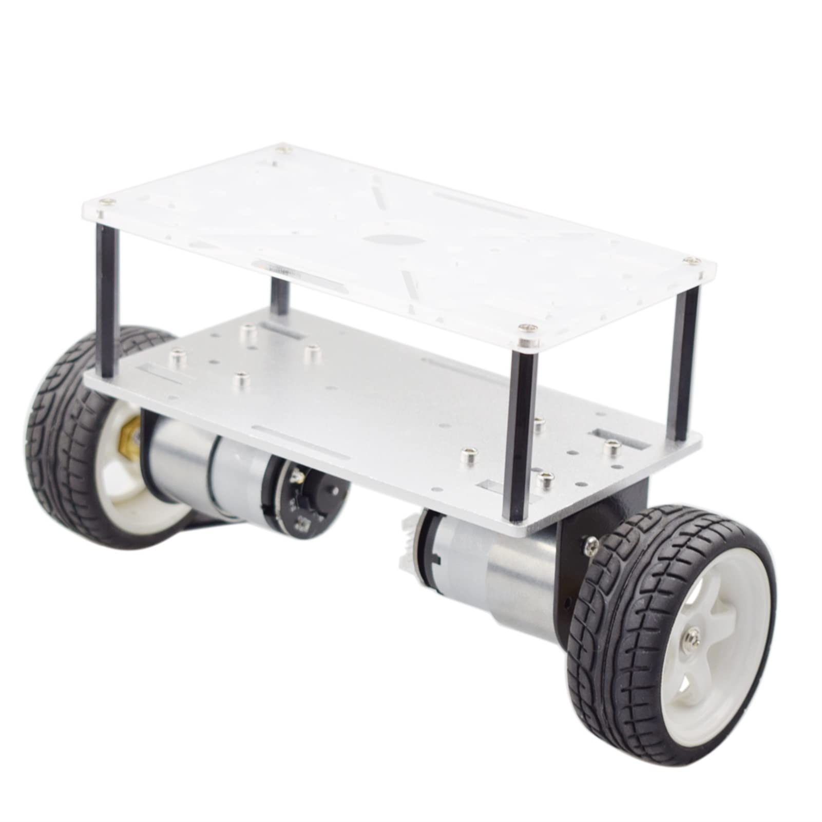 Couche Double Rc Kit de châssis de Voiture de Voiture de Robot Auto-équilibrant Deux Roues avec DC 12v Speed ​​Encoder Moteur Fit for Arduino Bricolage Tige Éducation Roue Mécanum