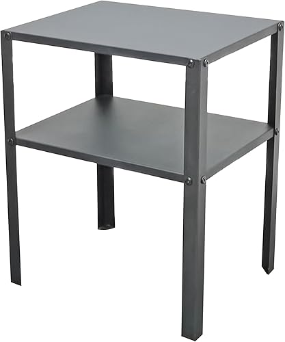 Miniatura 6 de FixtureDisplays Mesita de noche de metal negro de 2 niveles, 14 pulgadas de ancho x 11 pulgadas de profundidad x 17 pulgadas de alto, elevador