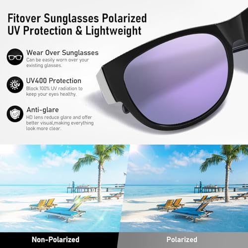 Image of HAOLOTA Sunglasses that Fit-Over Glasses Women Polarized, Trendy Cat Eye Sunglasses Wear Over Glasses, UV Protection