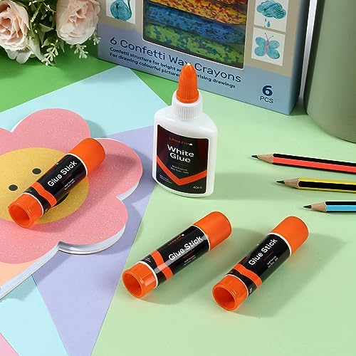 مجموعة صمغ 4 قطع لتثبيت المواد المسامية والخشب والورق والجلد والقماش ولوازم الحرف اليدوية وصناعة البطاقات من لوازم أبيض شفاف K10458