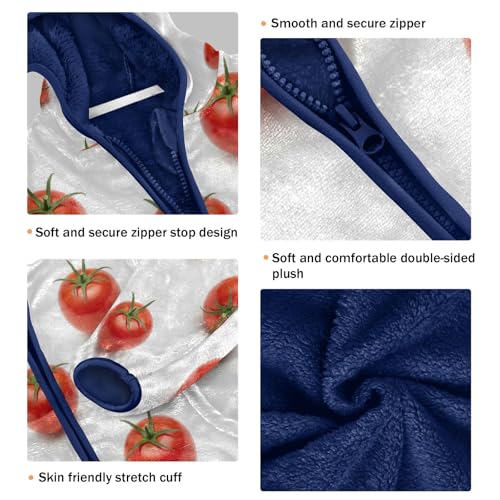 Tomato Pattern Print Design Toddler Fleece Jacket Girl Boys Hooded Fleece Jacket Coat Warm Outwear Zip-up 3-10T3