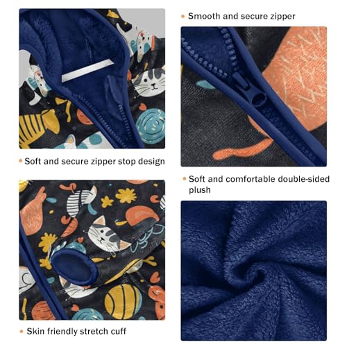 Pet Cat Colorful Toys Girls Fleece Jacket Girls Fall Jacket Boys Coats Zip Up Hoodie Children Sherpa Warm Outerwear 2-10T3