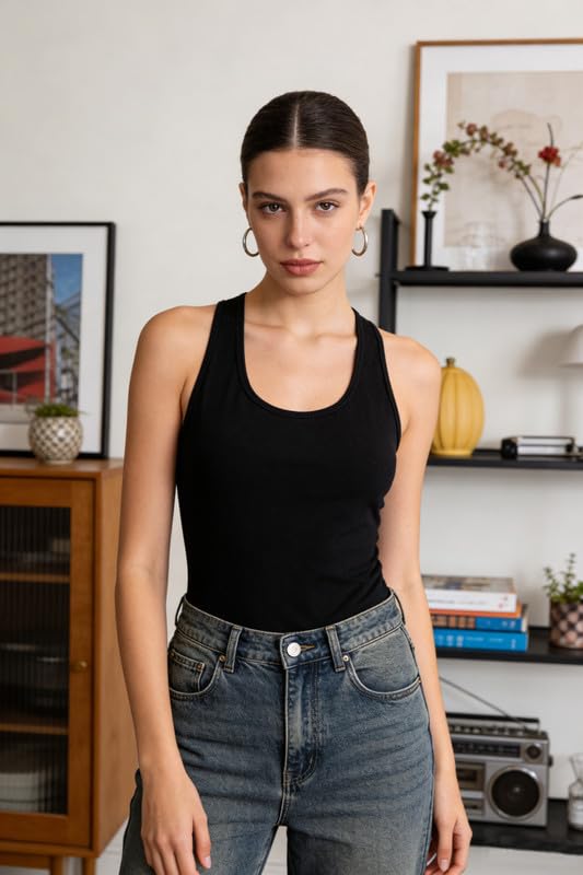 Image of beautyin Women Tank Top with Shelf Bra Racerback Workout Yoga Undershirt