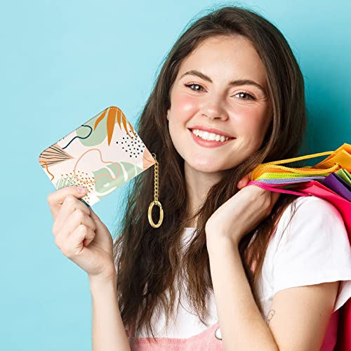 Nipichsha Credit Card Holder, Small Rfid Card Wallet For Women, Slim Leather Card Holder Wallet, Credit Card Wallet Organizer, Pocket Business Card Case With Zipper & Keychain (Boho Leaves) #TOP6