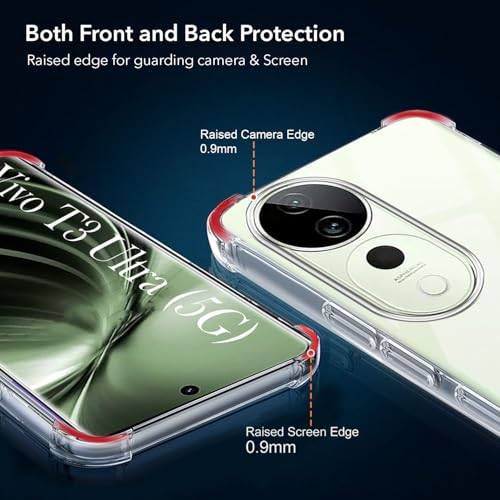 Image of Jkobi Shockproof Crystal-Clear Back Cover for Vivo T3 Ultra (Anti Yellow Case | Drop & Camera Protection | Hard Polycarbonate)