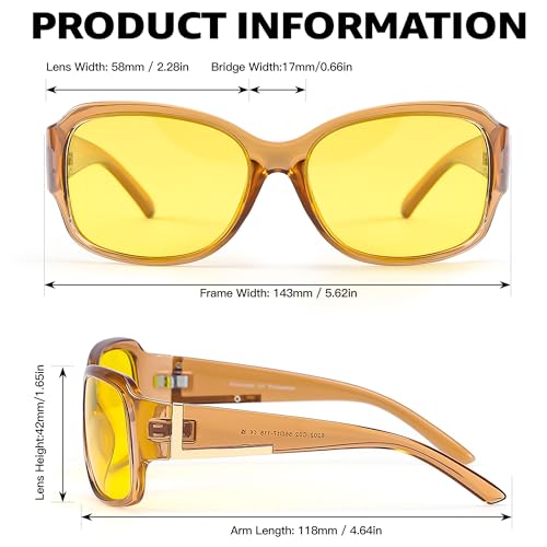 SIPHEW Women's Night Driving Glasses Polarized Anti Glare Night Vision Yellow Glasses Wrap Around for Nighttime/Foggy4