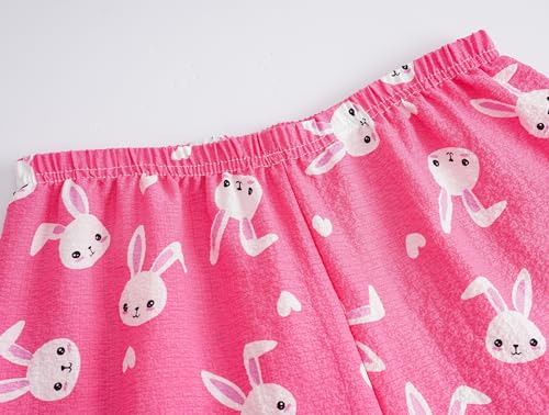 Image of Hupohoi Big Girls Button Down Pajama Set 3pcs Short Sleeve Long Pants with Shorts Crepe Wrinkled Fabric Sleepwear Nighty